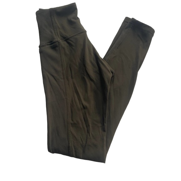 Lululemon Olive Green Ribbed Leggings with Pocket Size 4 - Picture 2 of 6